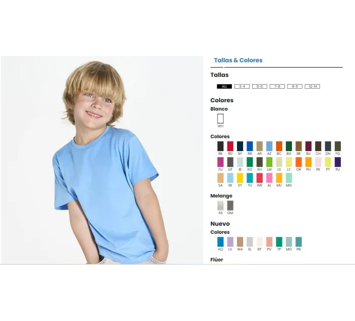 Camiseta Junior Manga Corta Algodon Jhk